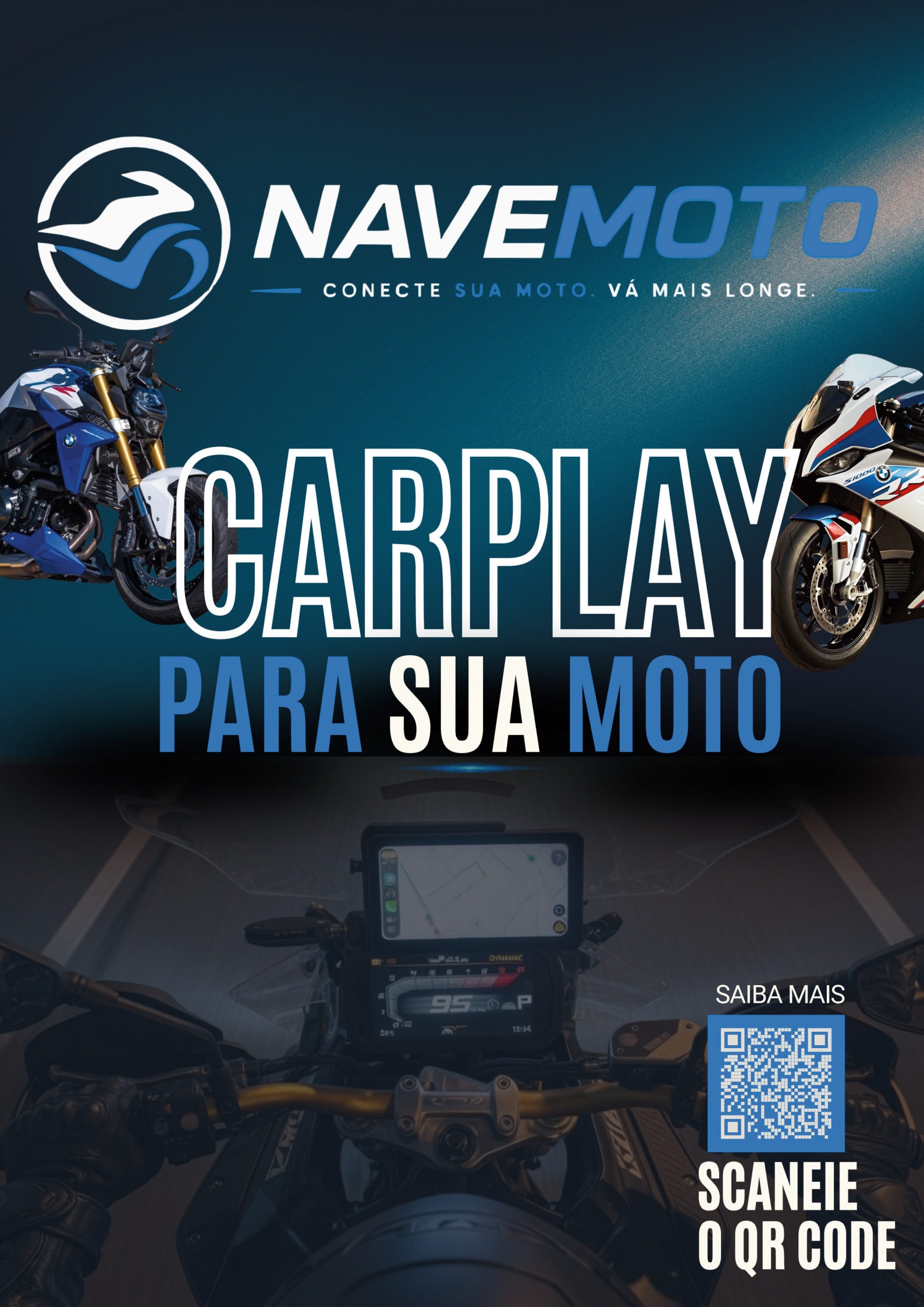 Revista NAVEMOTO, página 1 de 8: Capa — CarPlay para sua moto