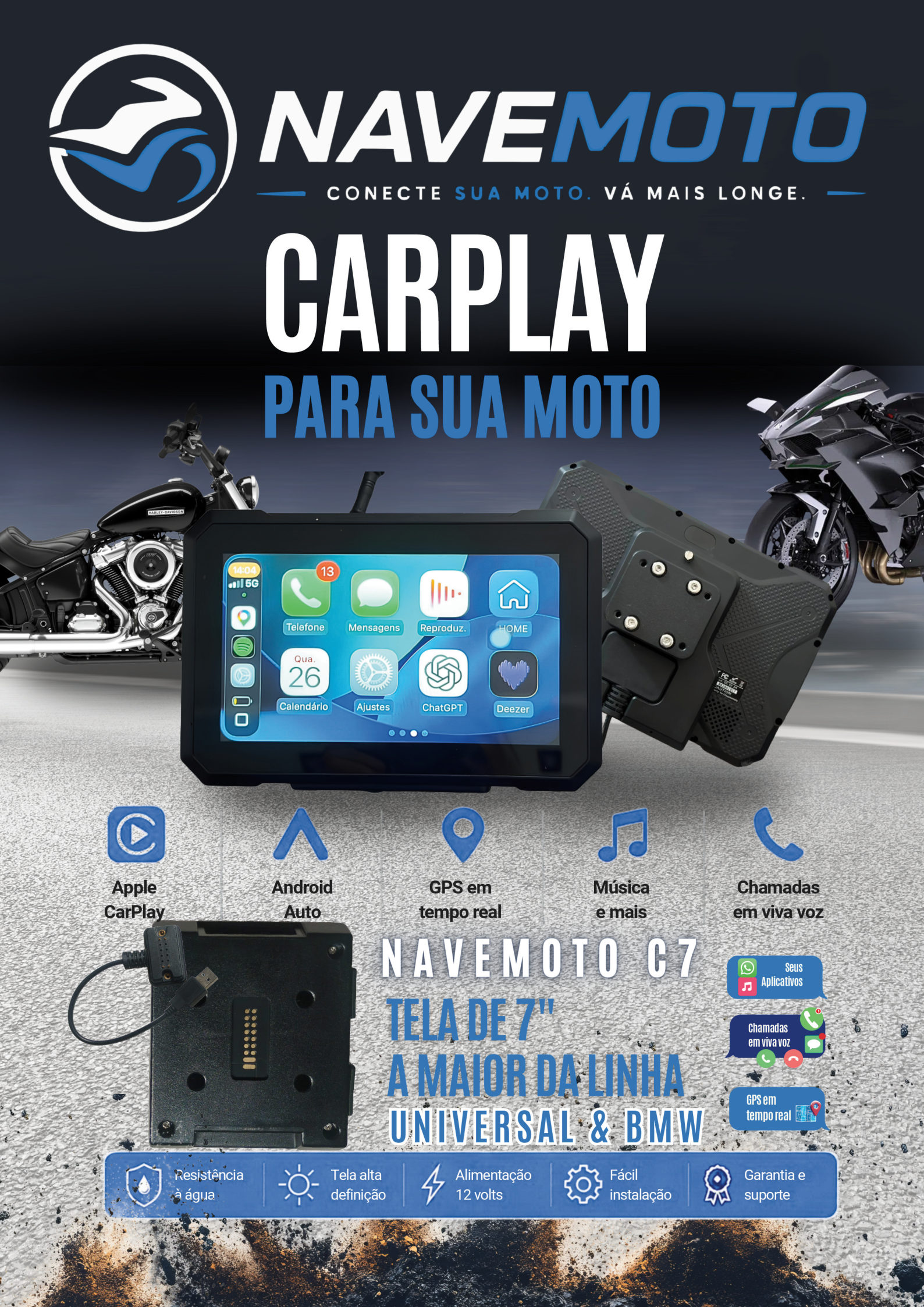 Revista NAVEMOTO, página 6 de 8: Navemoto C7 — tela de 7″, a maior da linha